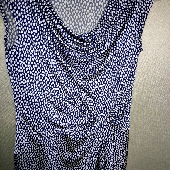 Dana Buchman Drape Neck Dress Navy Blue and White Size XS - Picture 4 of 8